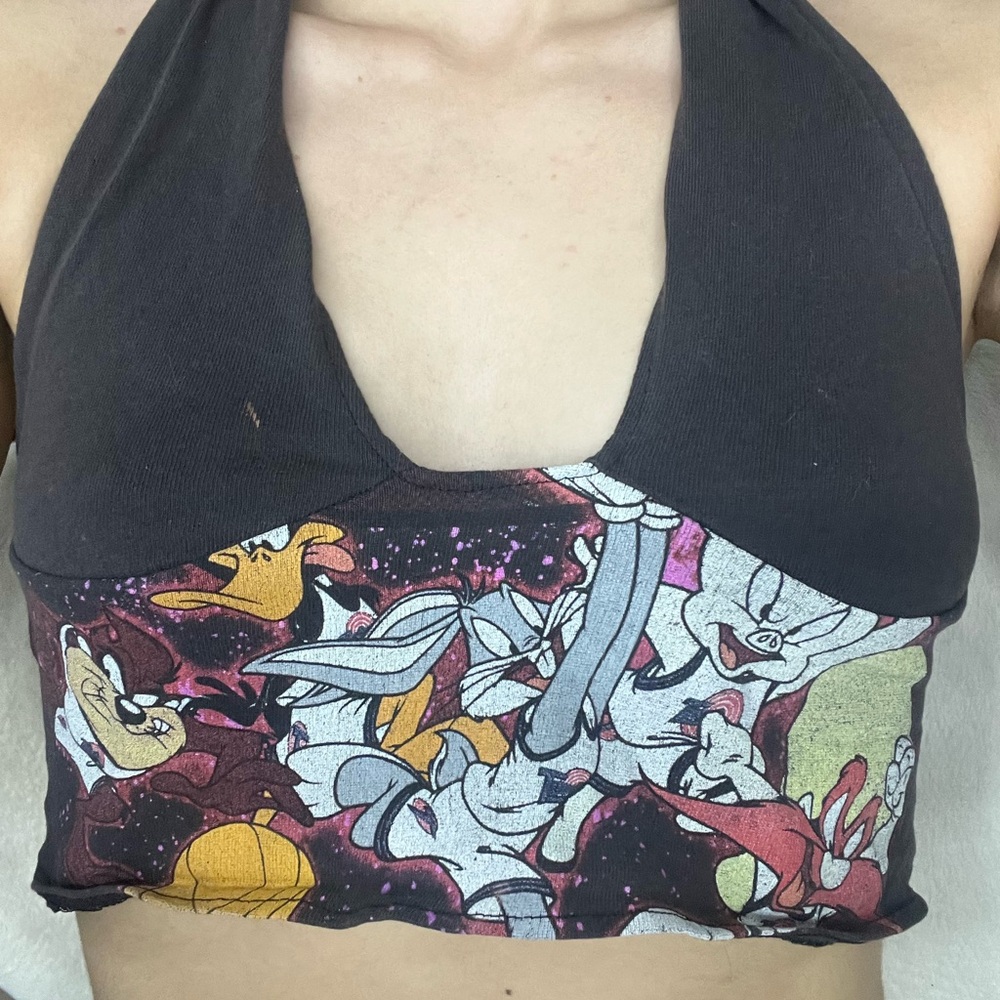 Warner Bros. Looney Tunes Halter Swim Top - Black and White
